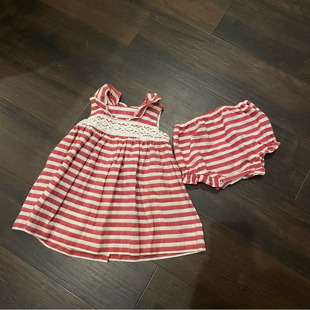 Nanos Striped Dress and Bloomers Size 18 Months